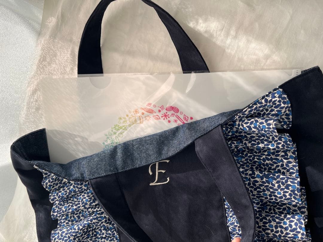 ⭐︎オーダー3/25まで⭐︎名入れ刺繍＊ネイビー×リバティフリルの入園入学4点セット