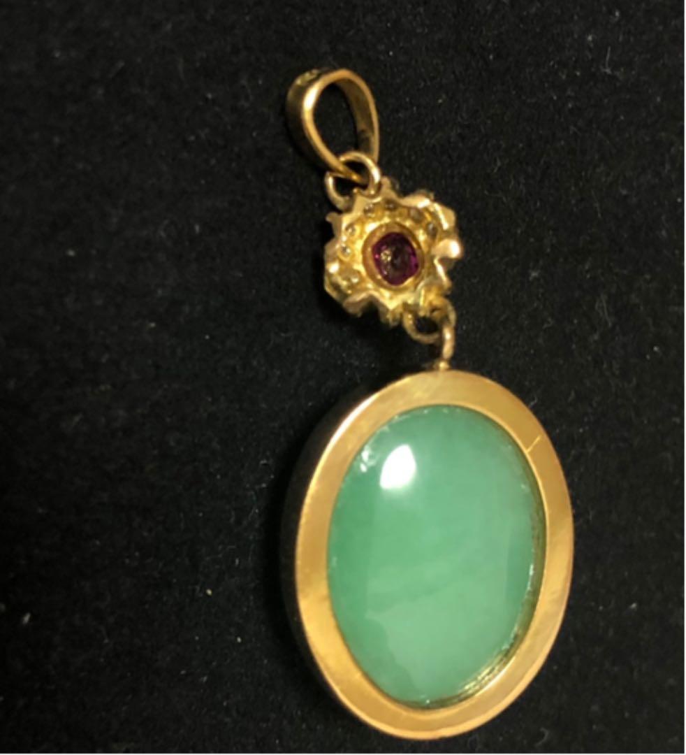 k18 翡翠ルビーダイヤペンダント