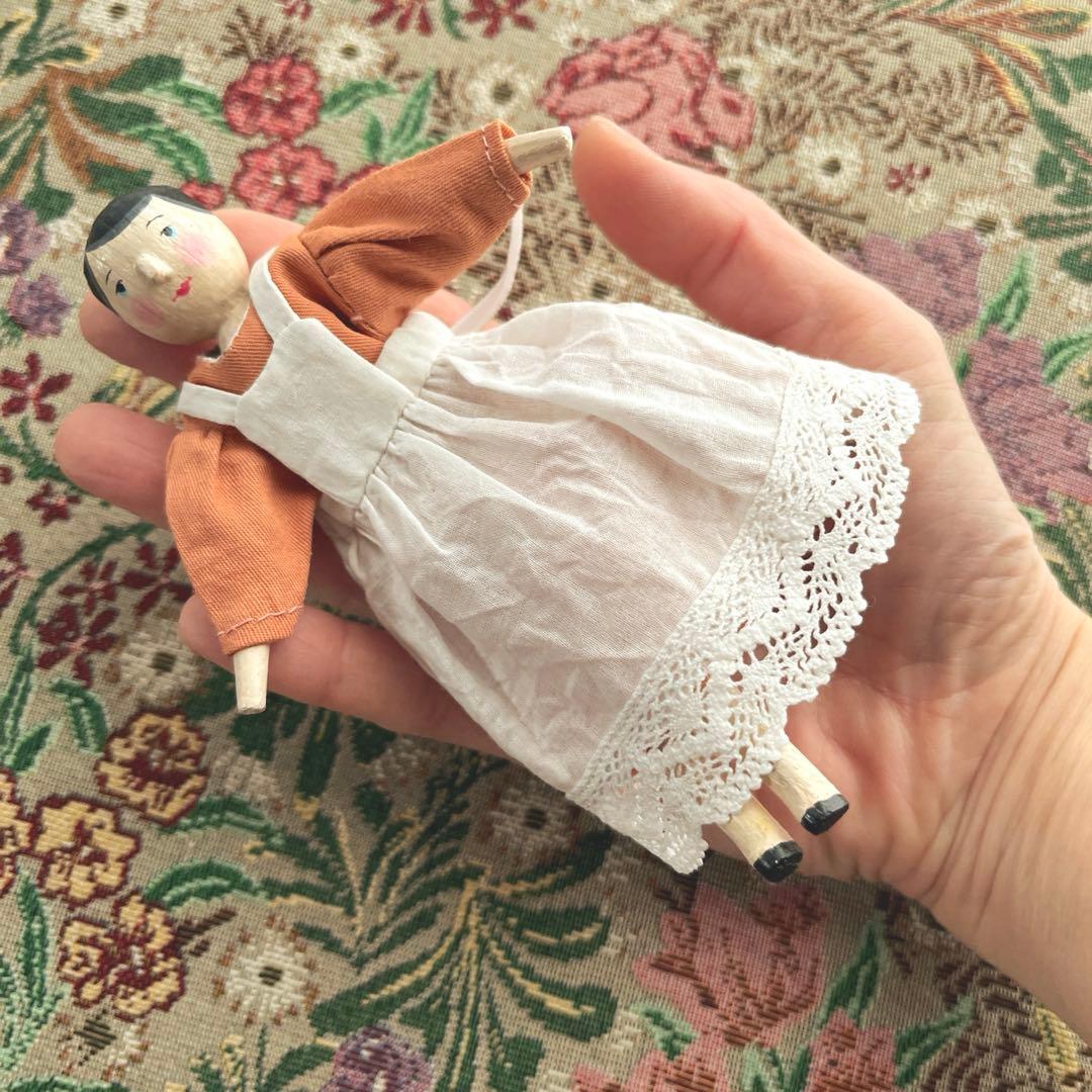 ペグドール　ウッデンドール　ハンドメイド　14cmほど