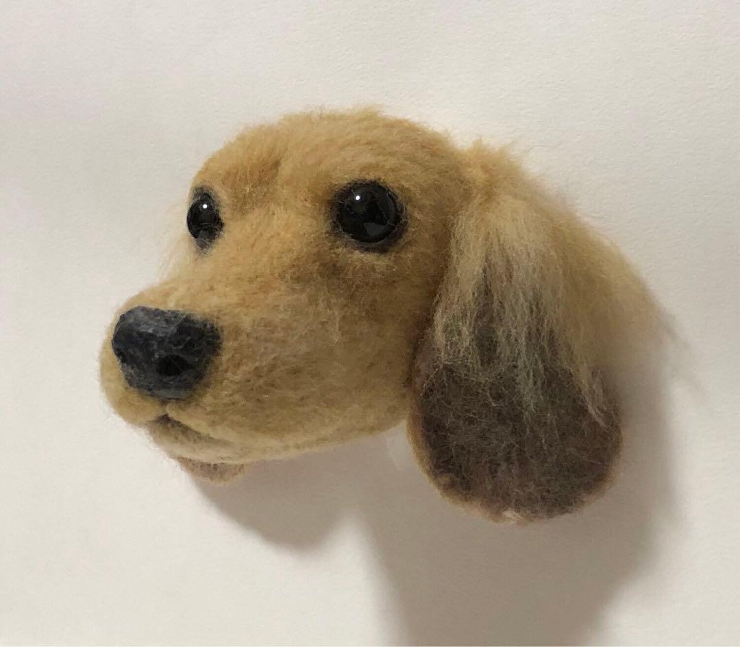 羊毛フェルト　オーダー　Mダックスフンド 犬　顔半立体