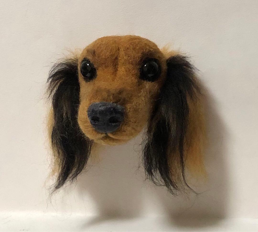 羊毛フェルト　オーダー　Mダックスフンド 犬　顔半立体