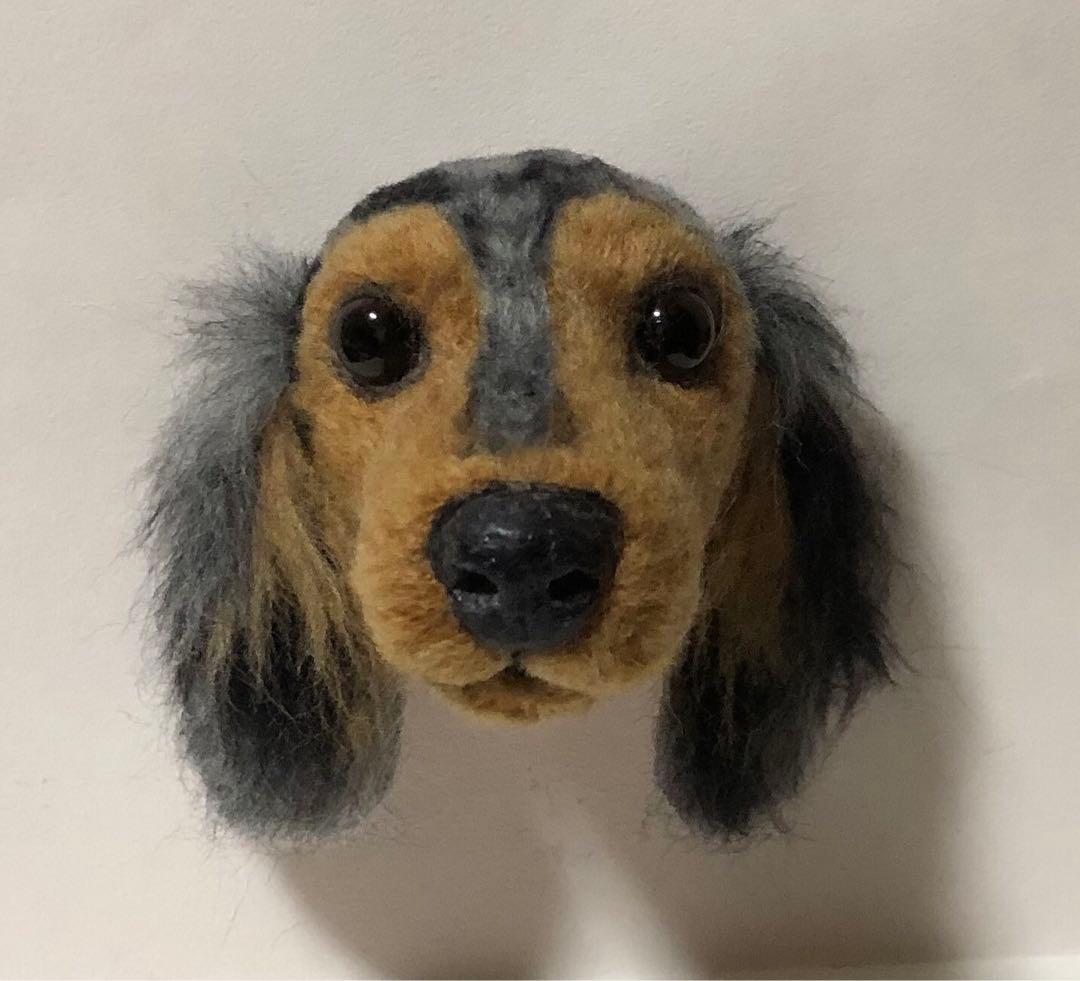 羊毛フェルト　オーダー　Mダックスフンド 犬　顔半立体