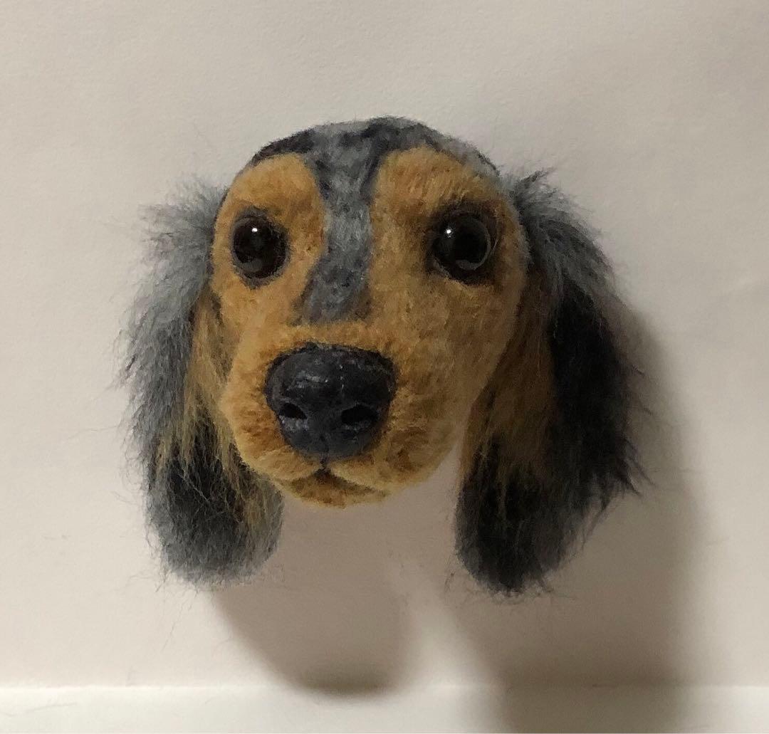 羊毛フェルト　オーダー　Mダックスフンド 犬　顔半立体