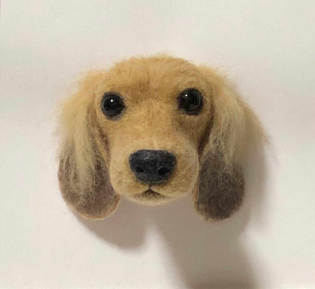 羊毛フェルト　オーダー　Mダックスフンド 犬　顔半立体