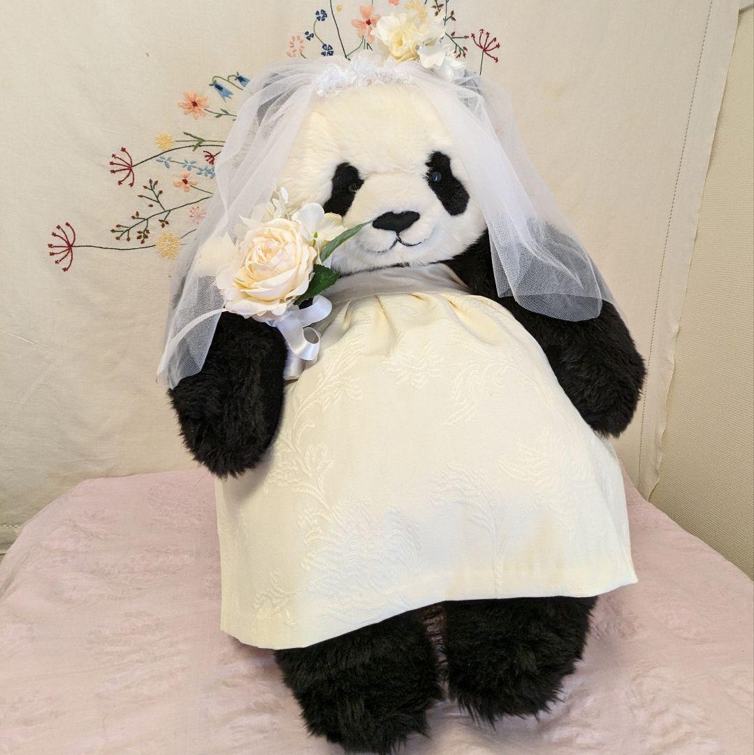 抱っこシャン♡素敵なガーデンウエディング♡ベージュホワイト花織柄ベアトップドレス