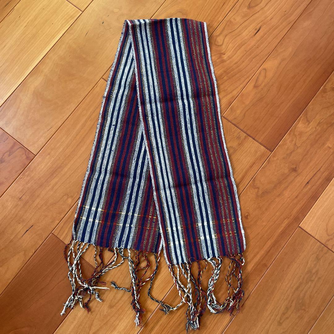 古布ロンボク島 カパス綿織り布 スレンダン　濃紺エンジ