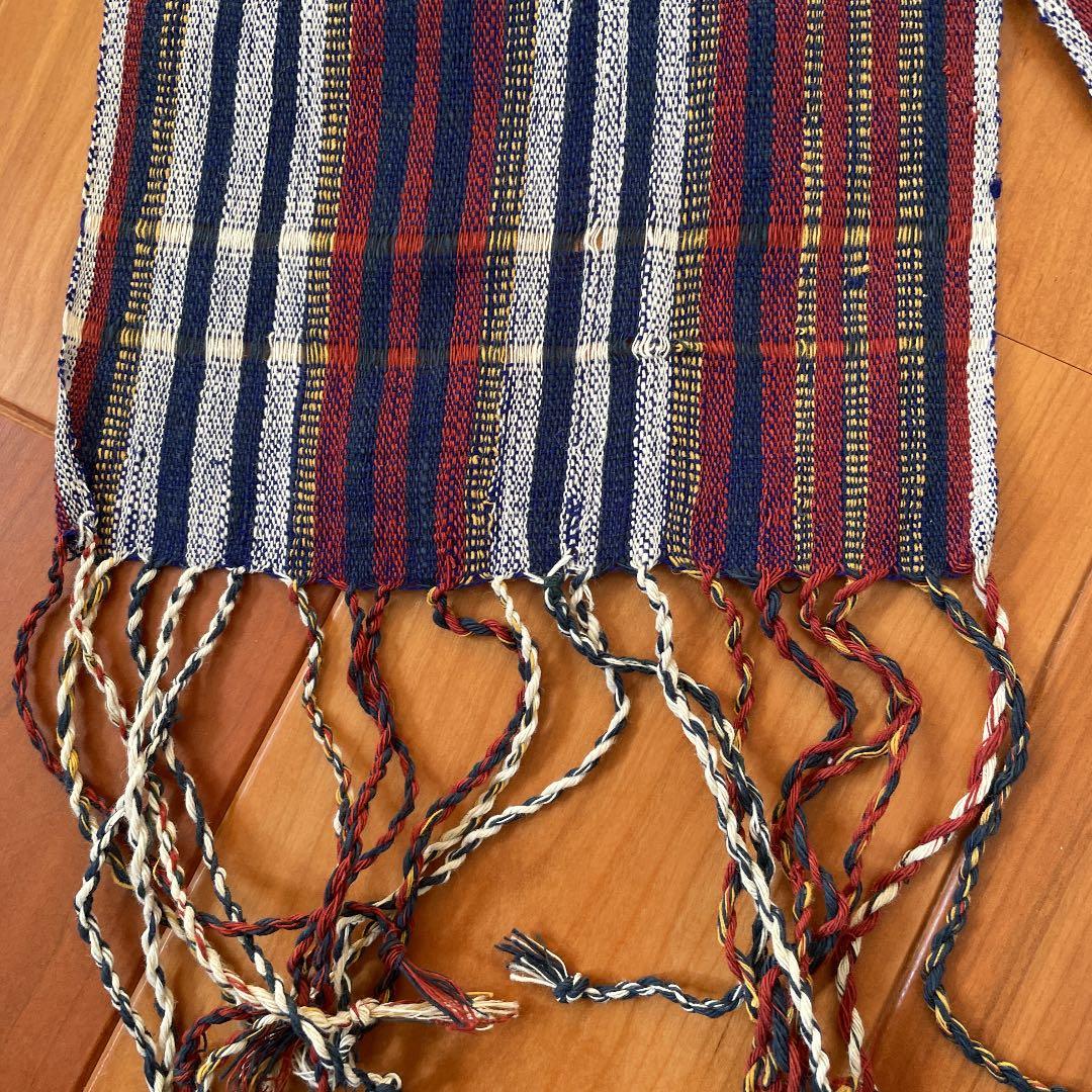 古布ロンボク島 カパス綿織り布 スレンダン　濃紺エンジ