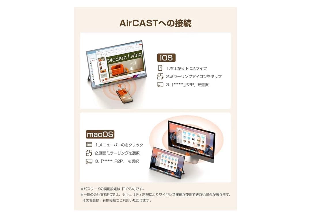 ワイヤレス モバイルモニター 15.6インチ FHD1080P薄型軽量持ち運び