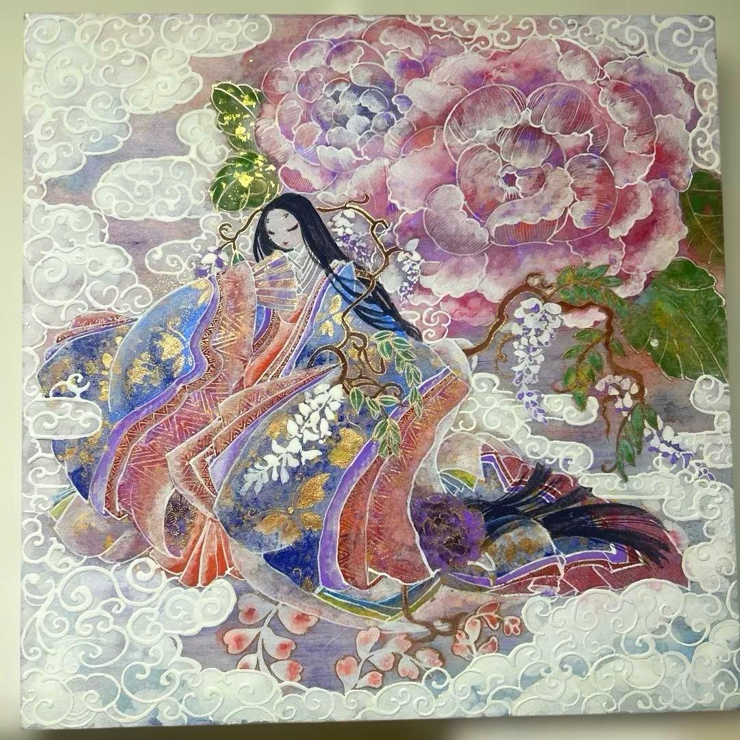 「藤の女神姫　天上芍薬御殿」　Ｓ6号(41×41cm)日本画
