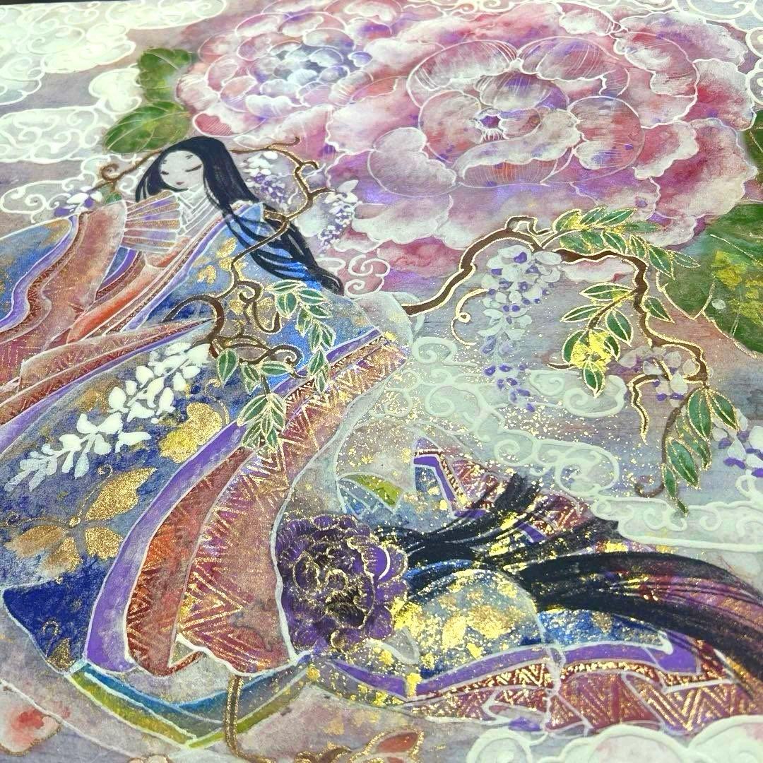 「藤の女神姫　天上芍薬御殿」　Ｓ6号(41×41cm)日本画