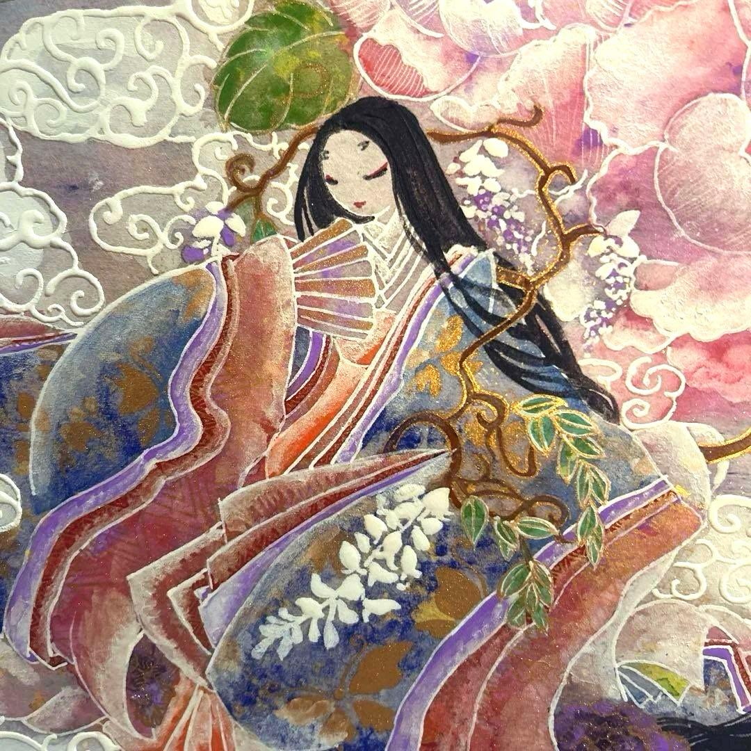 「藤の女神姫　天上芍薬御殿」　Ｓ6号(41×41cm)日本画