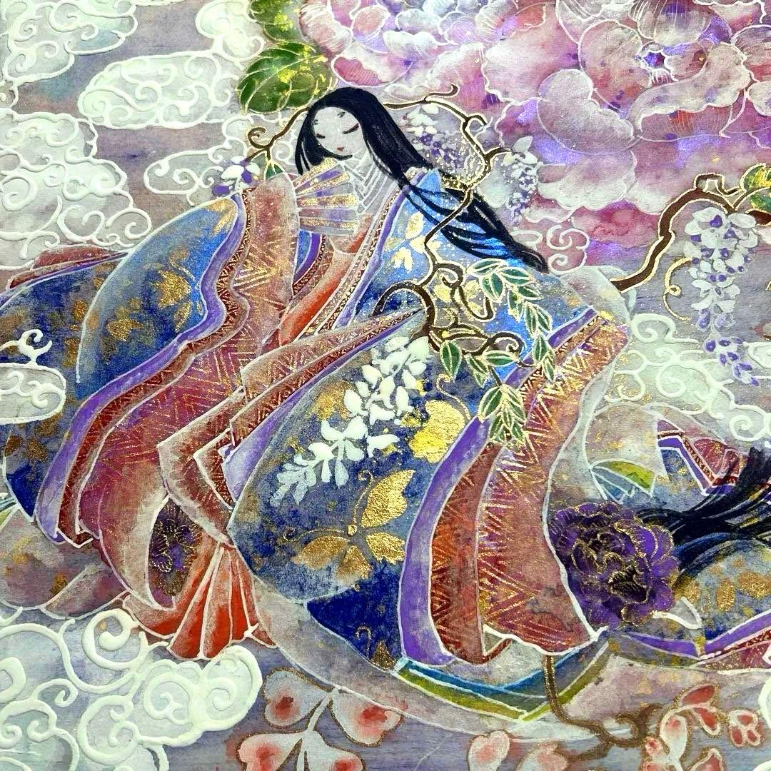 「藤の女神姫　天上芍薬御殿」　Ｓ6号(41×41cm)日本画