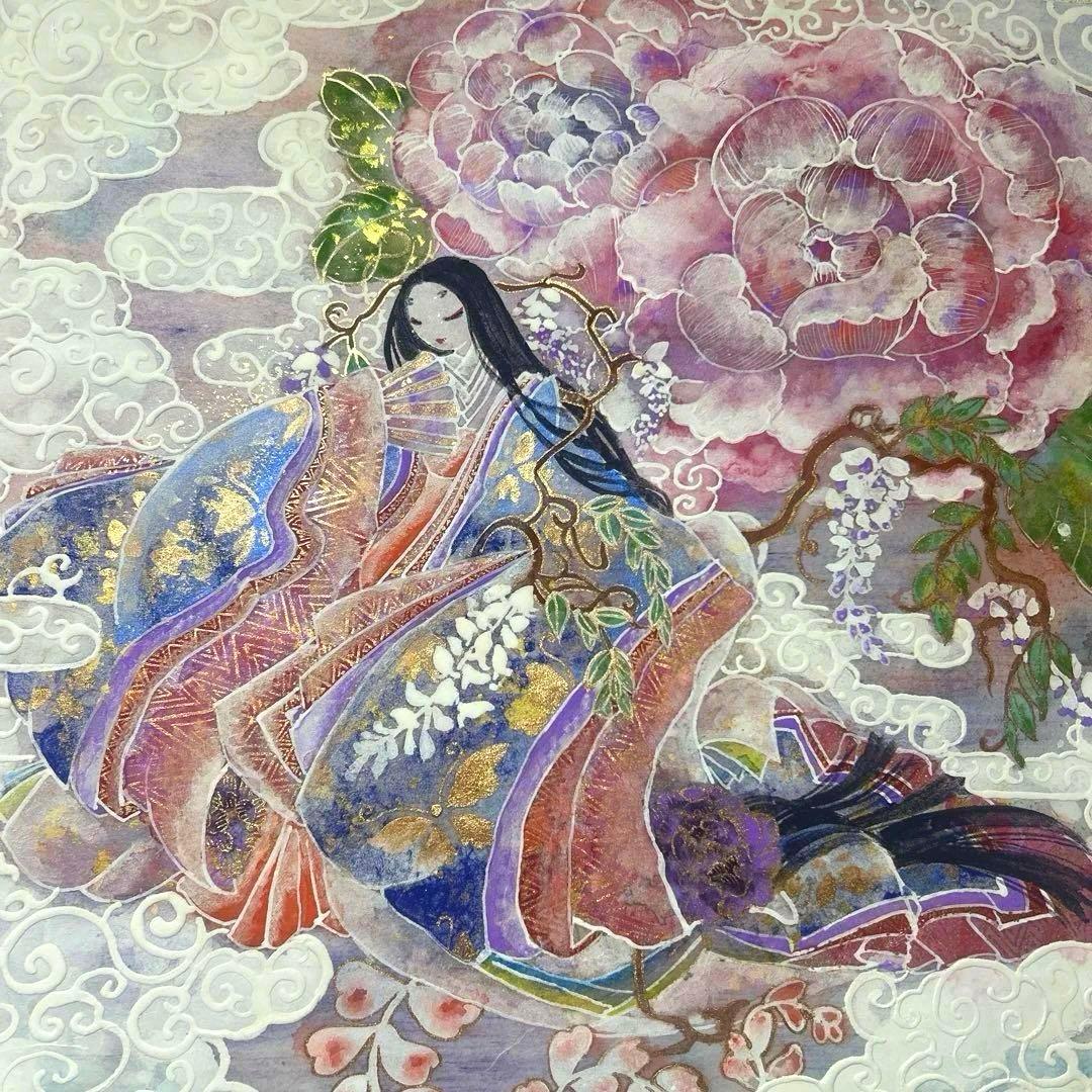 「藤の女神姫　天上芍薬御殿」　Ｓ6号(41×41cm)日本画