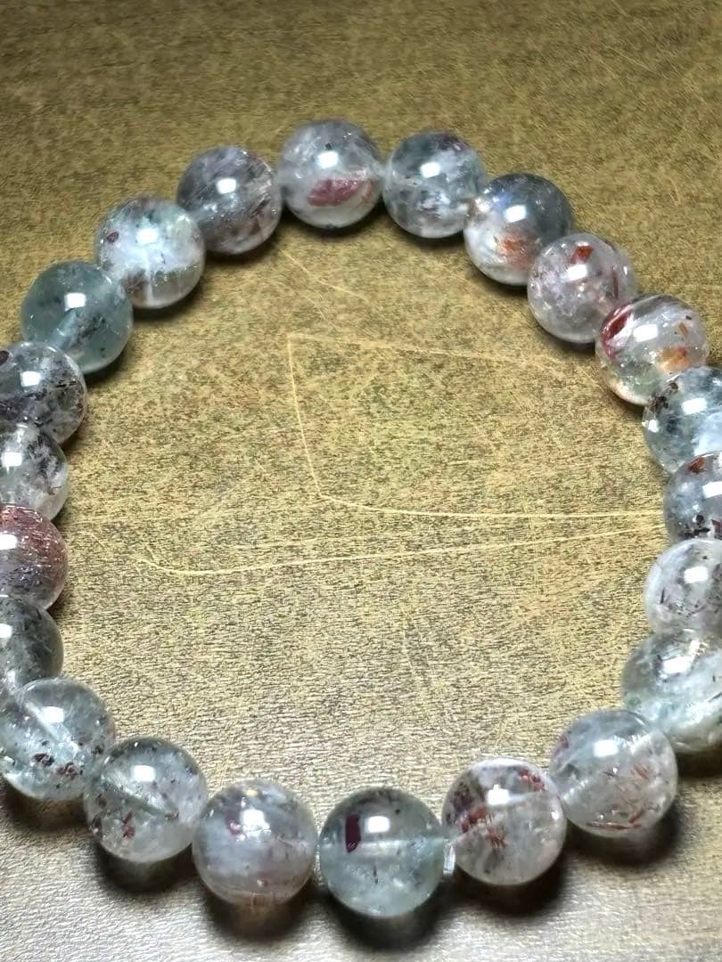 グリーンアルーシャサンストーンブレスレット9.2㎜（新品未使用）グリーンレッド