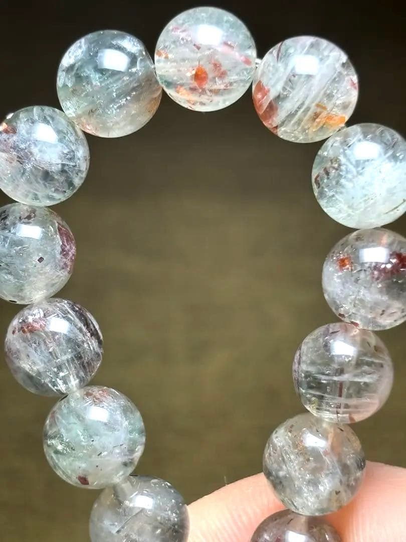 グリーンアルーシャサンストーンブレスレット9.2㎜（新品未使用）グリーンレッド