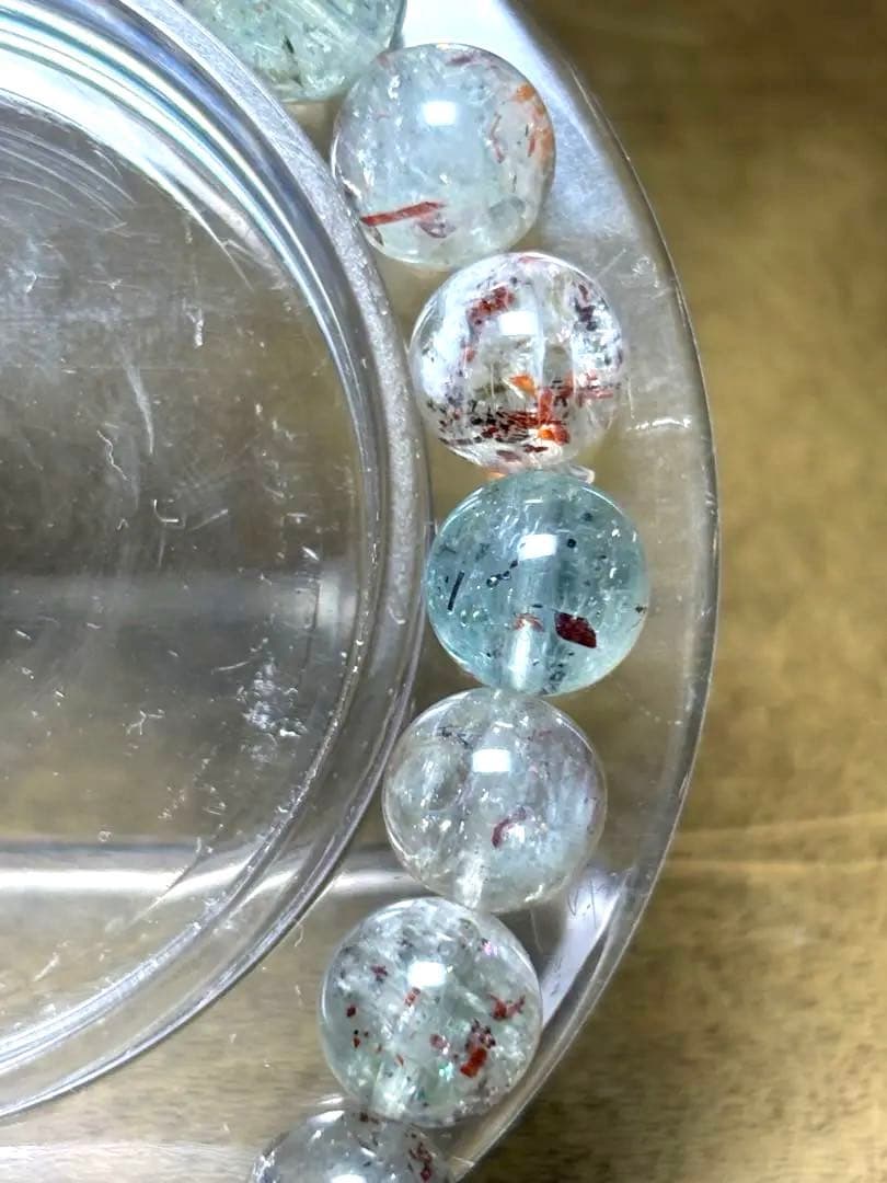 グリーンアルーシャサンストーンブレスレット9.2㎜（新品未使用）グリーンレッド