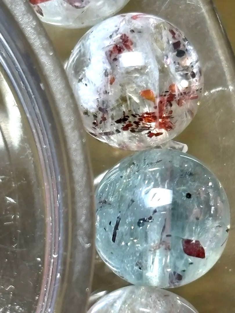 グリーンアルーシャサンストーンブレスレット9.2㎜（新品未使用）グリーンレッド