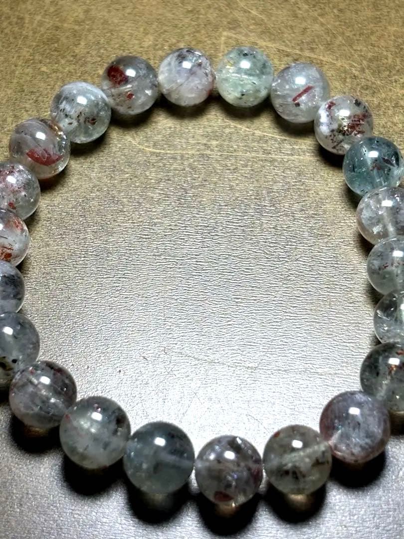 グリーンアルーシャサンストーンブレスレット9.2㎜（新品未使用）グリーンレッド