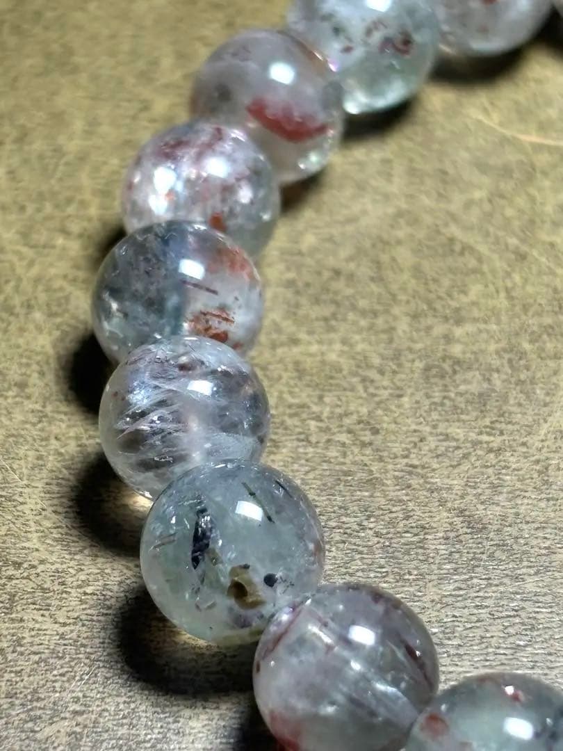 グリーンアルーシャサンストーンブレスレット9.2㎜（新品未使用）グリーンレッド