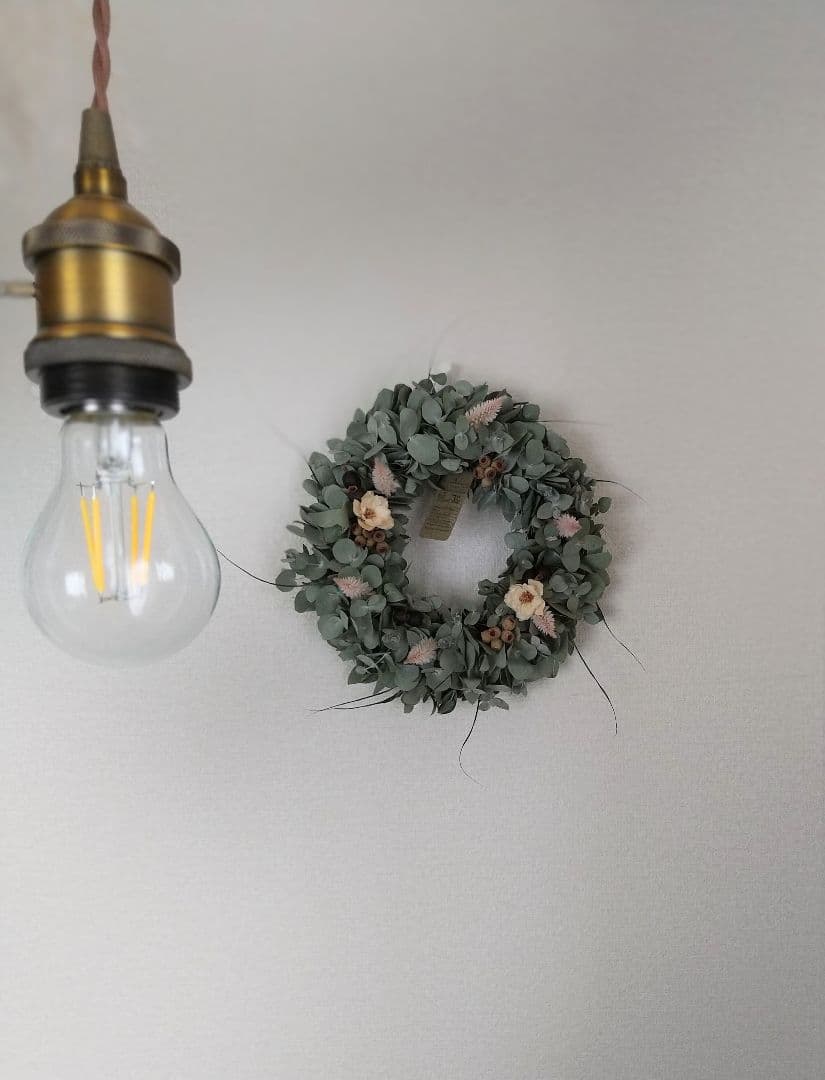 ユーカリとアネモネフラワーのラウンドリース ナチュラル 大きめ