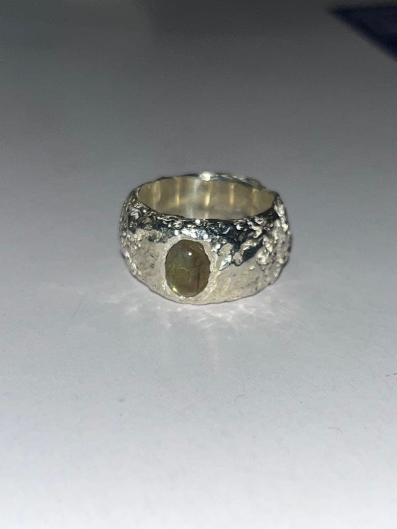 ハンドメイドシルバー リング　ラブラドライト石留め　12号