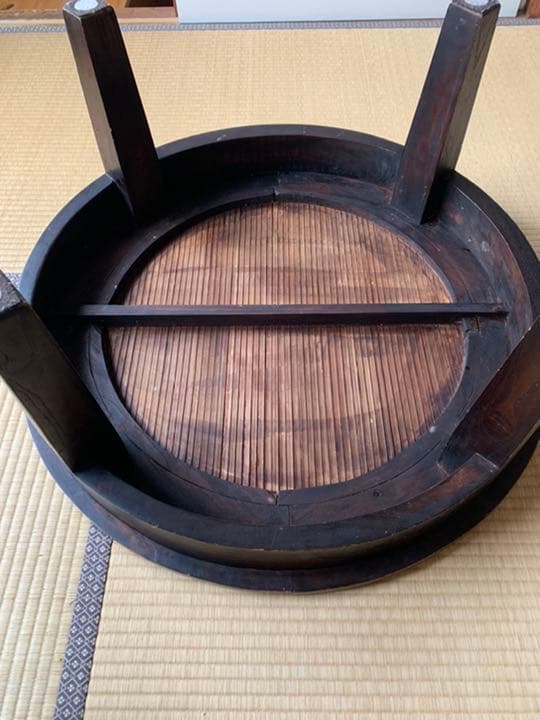 アジアン家具　チーク材円卓　ラウンドテーブル　ちゃぶ台　希少　美品　アンティーク