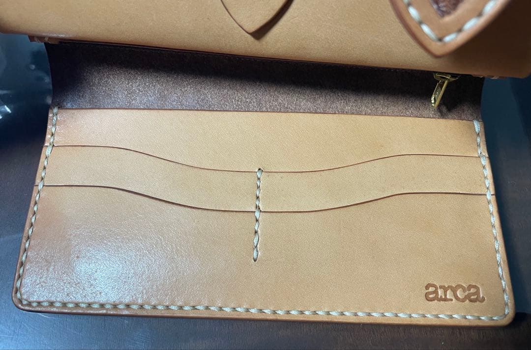 手縫い　レザースタンピングロングウォレット　ハンドメイド