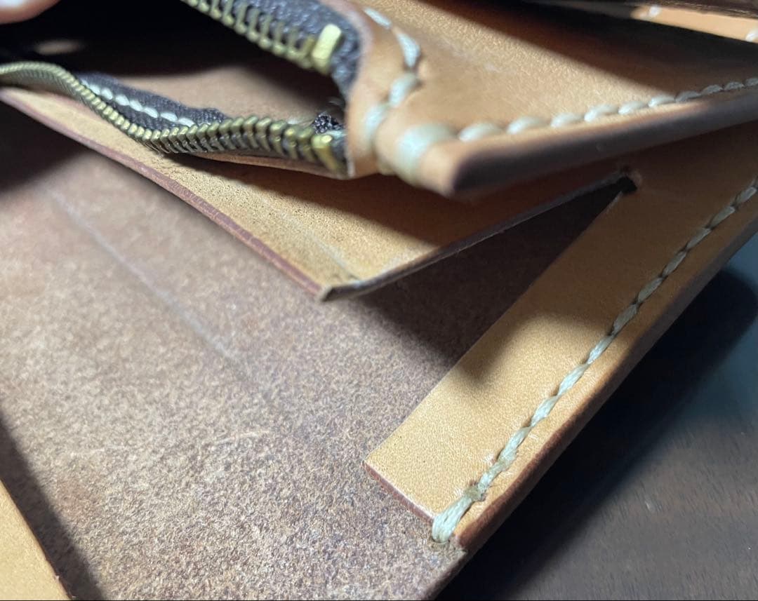 手縫い　レザースタンピングロングウォレット　ハンドメイド