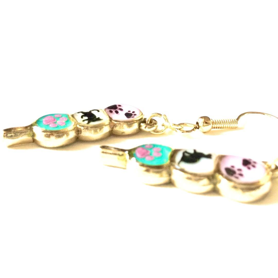 和風　3色だんご　黒猫バージョン　ピアス ¥780