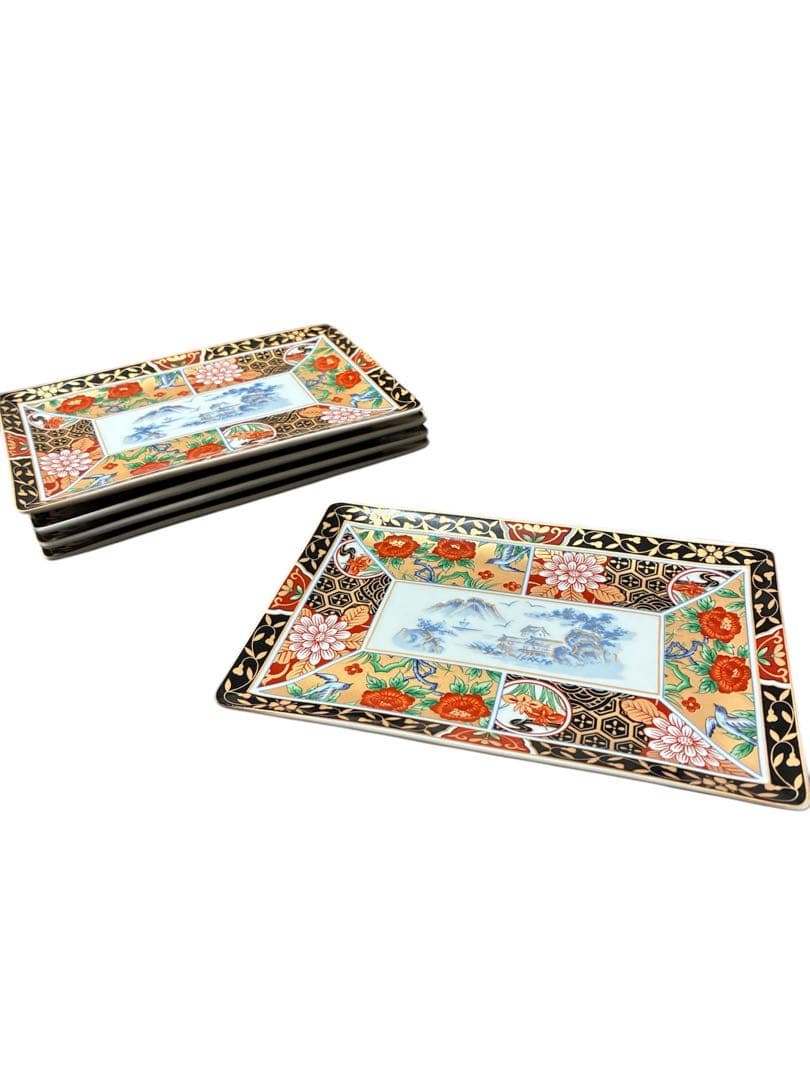 有田焼 昇龍釜 古伊万里 角皿 長角皿 金彩