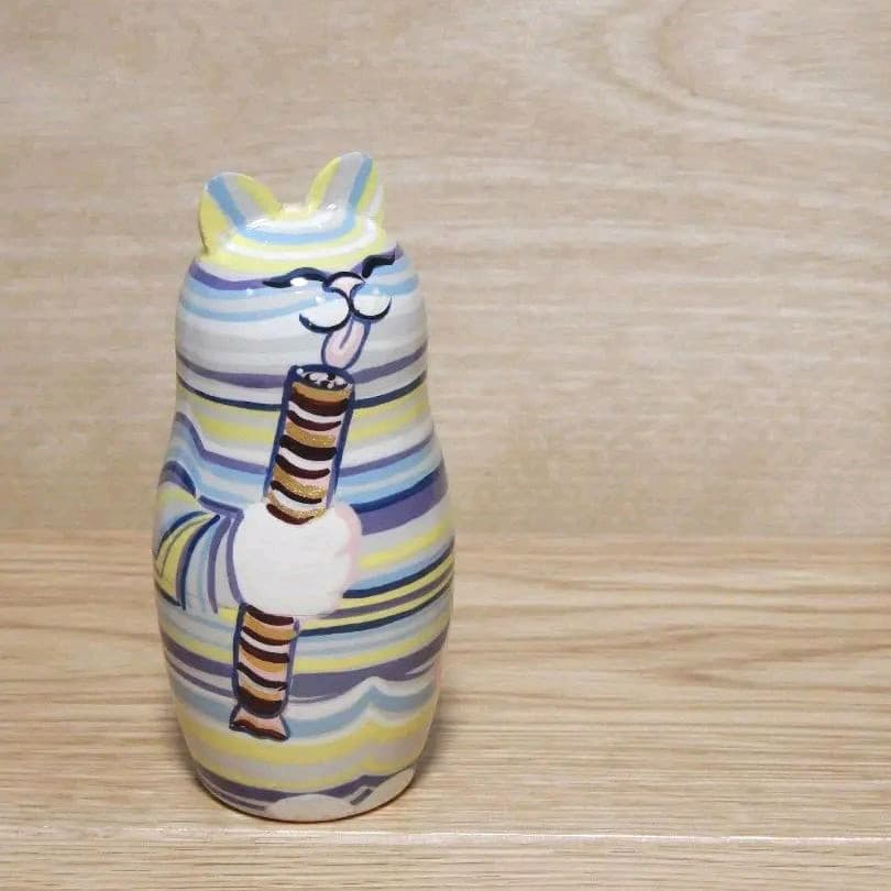 ロシア雑貨 マトリョーシカ ～ モダンな縞シマ模様の猫 3ピース