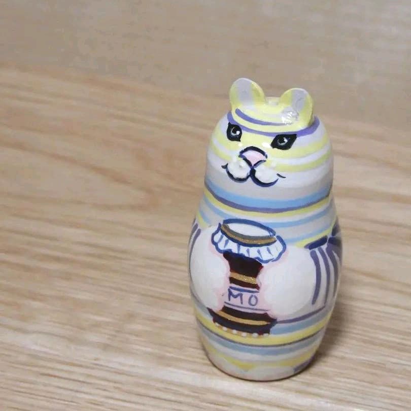 ロシア雑貨 マトリョーシカ ～ モダンな縞シマ模様の猫 3ピース