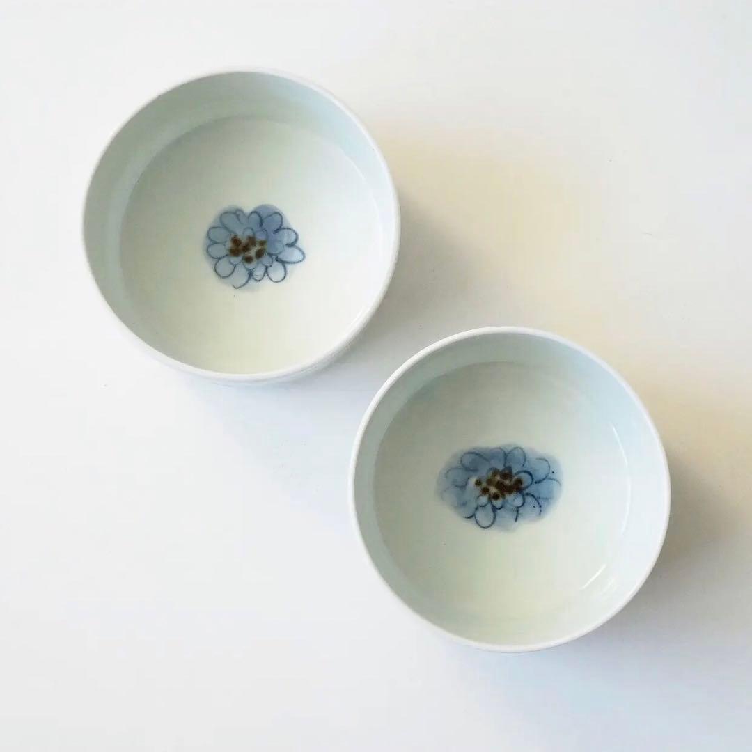 山口利枝　菊花文筒小鉢　二個セット