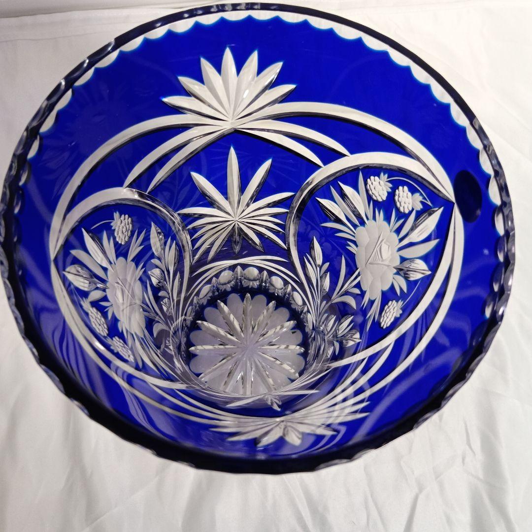 コバルトブルー クリスタルガラス 花瓶