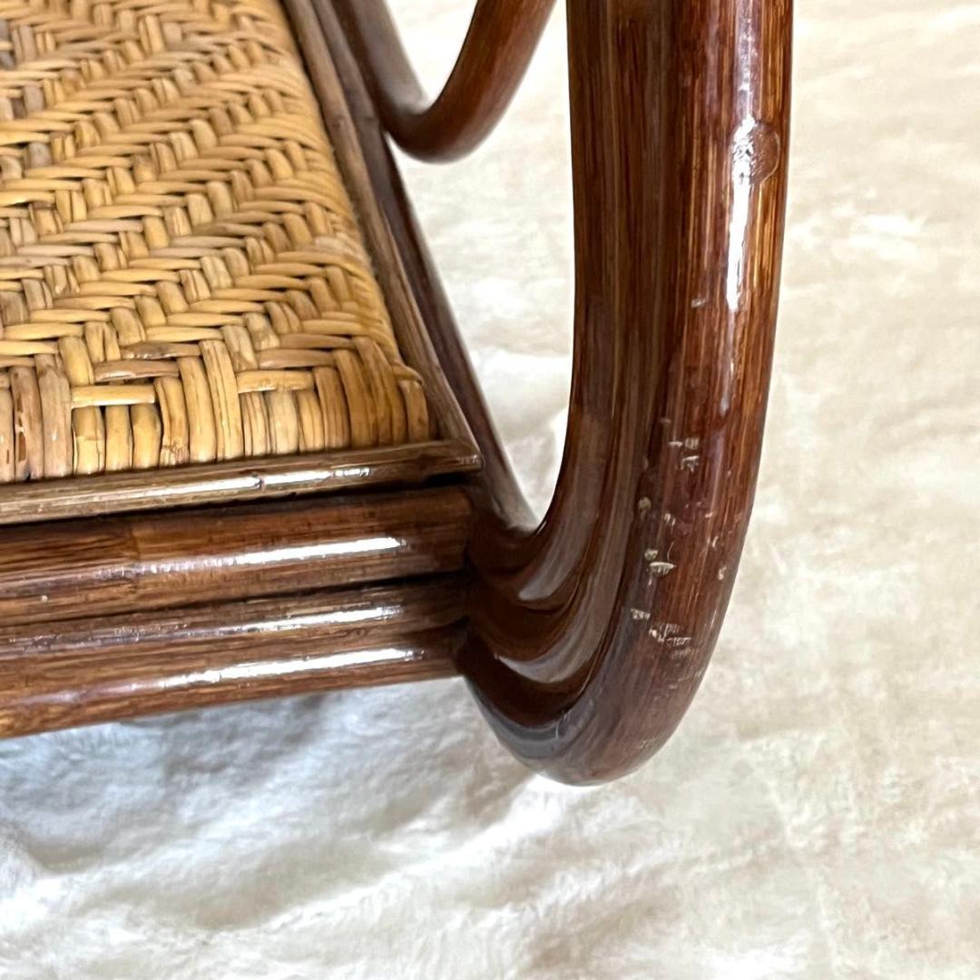 ラタン 回転座椅子 レトロ　ヴィンテージ　ラタンチェア　ロータイプ　2脚セット
