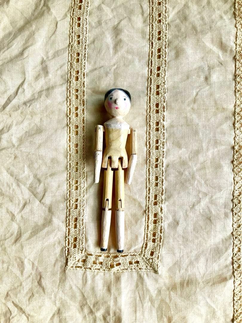 ペグドール 手作り木製人形 ハンドメイド ウッデンドール 12cmほど