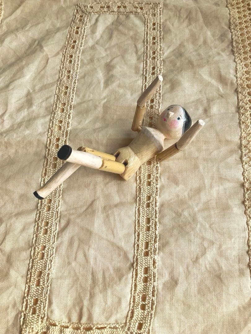 ペグドール 手作り木製人形 ハンドメイド ウッデンドール 12cmほど