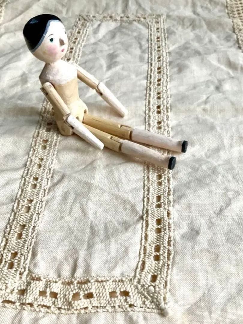 ペグドール 手作り木製人形 ハンドメイド ウッデンドール 12cmほど