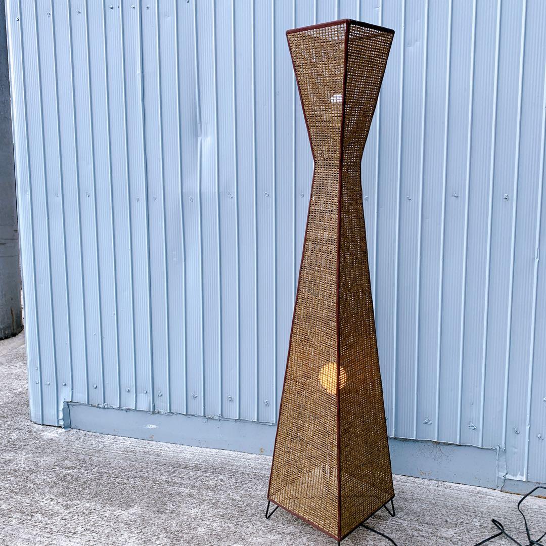 長澤ライティング アジアンテイスト 大型スタンドライト ウィッカータワー 2灯式