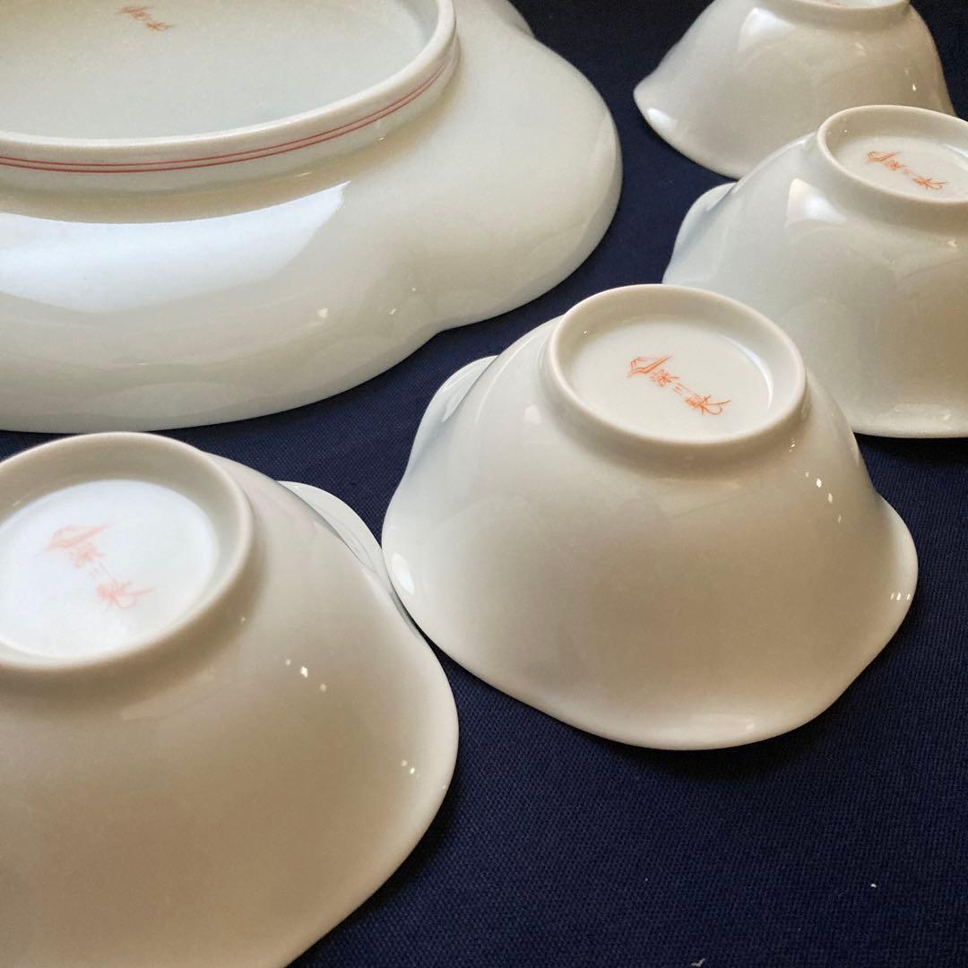 深川製磁　寿赤絵　八寸皿　小皿揃