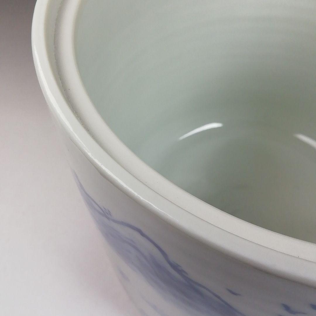 Ｗ３０７　水指　『染付　山水図』『高野昭阿弥 造』　共箱　茶道具