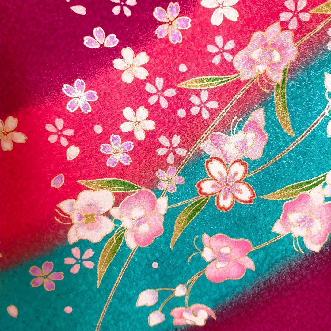 七五三 7歳 女の子 セット　濃い紫　鞠　桜　胡蝶蘭　0703