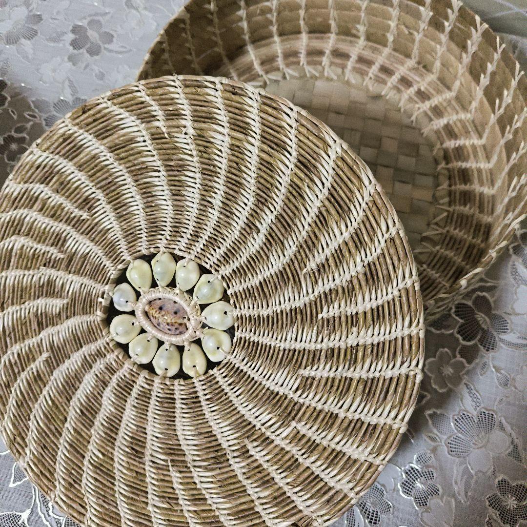 かご　貝殻　小物入れ２個セット