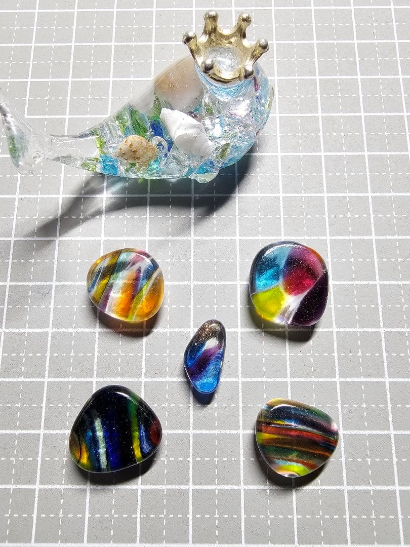 ⑥❣️蘭❣️★Ｎｏ1305 琉球ガラスナギット★超〜レア綺麗模様★5個