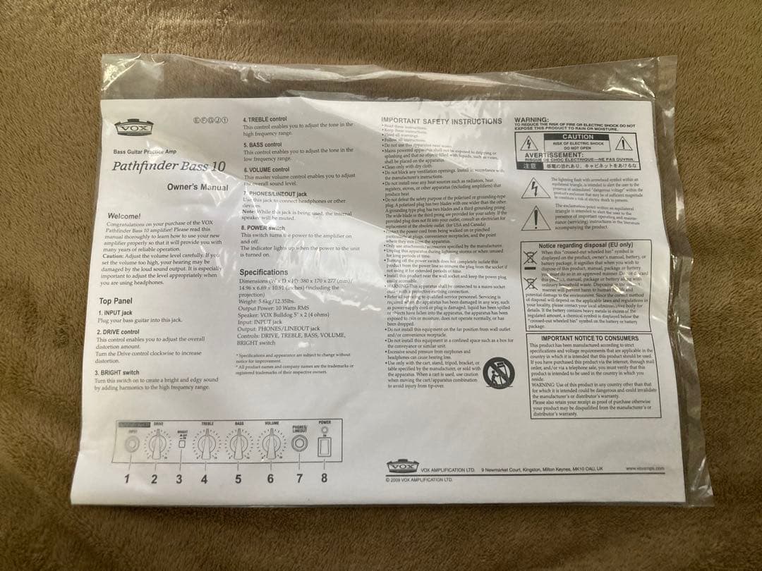 VOX Pathfinder Bass 10 ベースアンプ 本体・説明書・箱付き