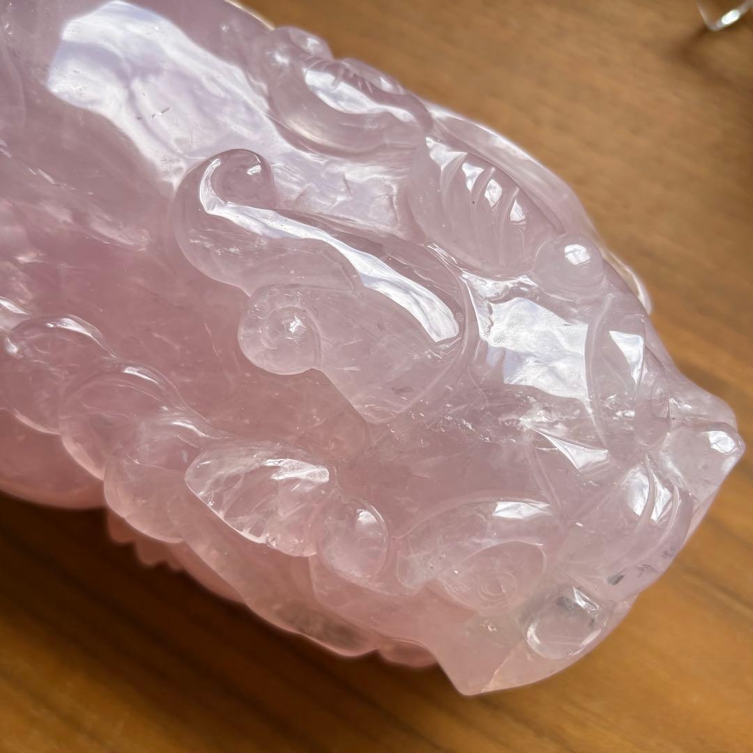 大型サイズ 天然石ローズクォーツ 貔貅（ひきゅう）置物2.8kg