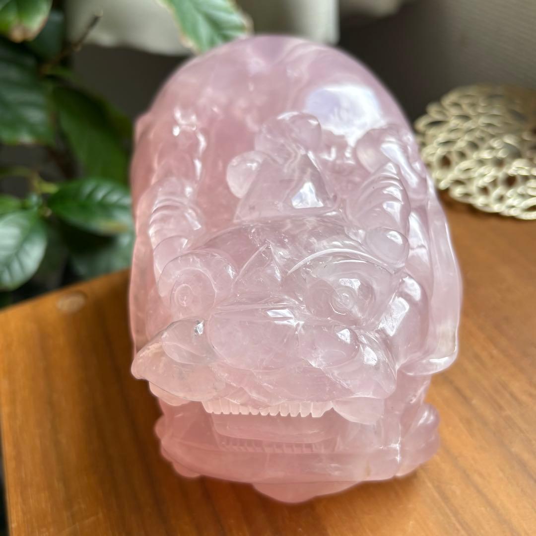 大型サイズ 天然石ローズクォーツ 貔貅（ひきゅう）置物2.8kg