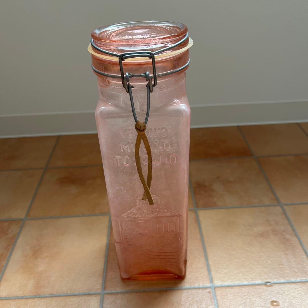 アンティーク ピンクガラス製品 キャニスター パスタ入れ 2個セット