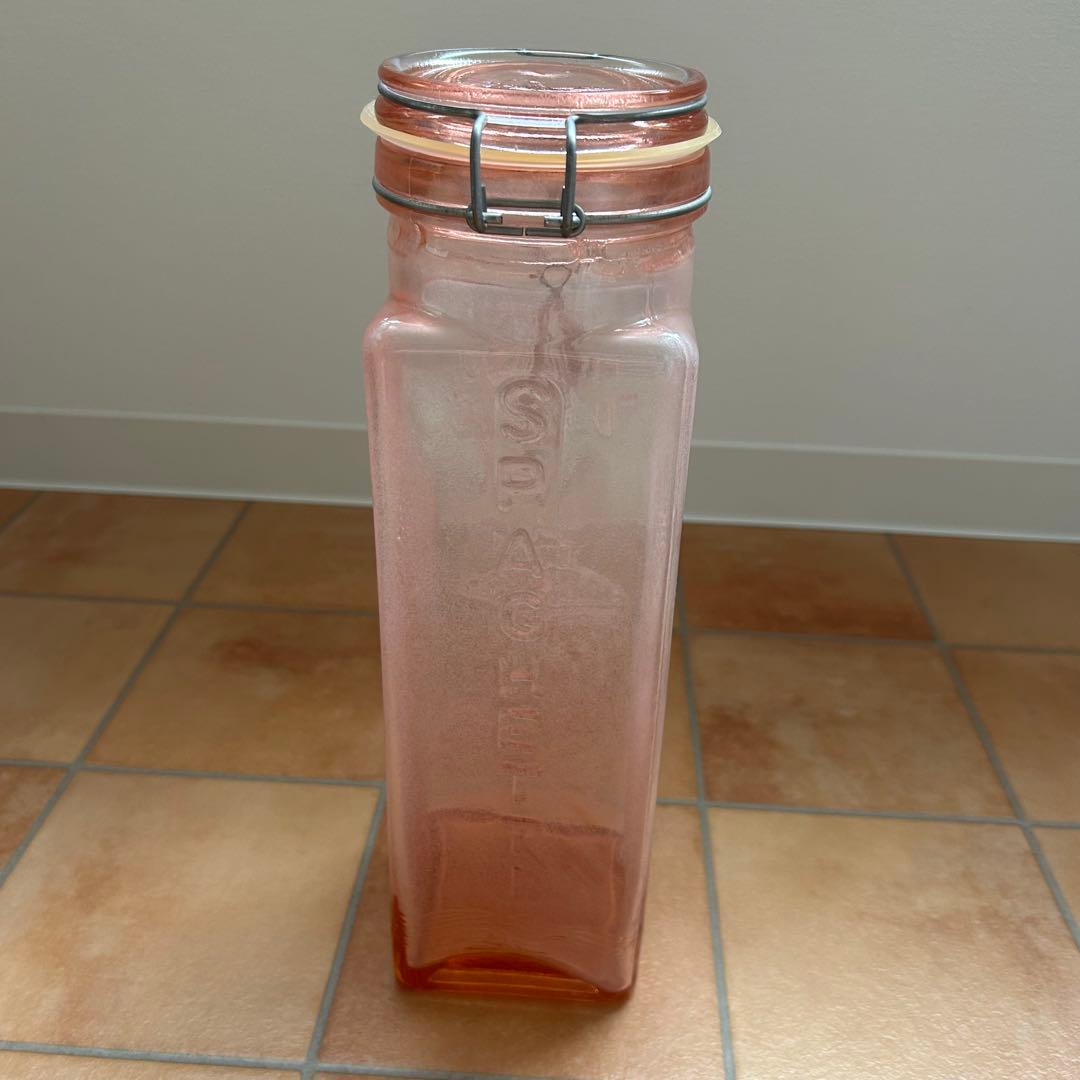 アンティーク ピンクガラス製品 キャニスター パスタ入れ 2個セット