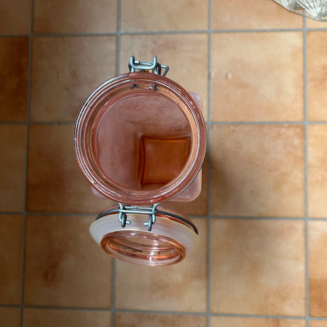 アンティーク ピンクガラス製品 キャニスター パスタ入れ 2個セット